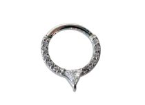Ring Stahlscharnier Septum Strass-Spitze |  ITC