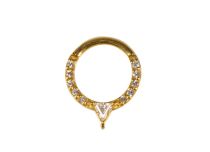 Goldener Stahlring Septumscharnier Spitze mit Strass |  ITC
