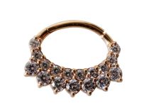 Rose vergoldeter Stahlring Septumscharnier mit Strass |  ITC