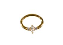 Ring Goldener Stahl Septum Scharnier Strass Weiß |  ITC