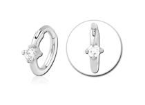 Ring Stahl Silber Scharnier Kristall Weiß |  ITC