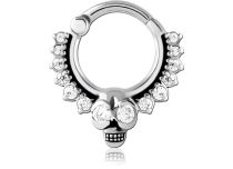 Ring Scharnier Septum Motiv Crane mit Strass Weiß  iTC