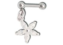 Barbell Stahl Spezial Tragus mit Blumenanhänger mit weißem Kristall |  ITC