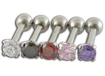 Barbell Stahl Kristall Griffel 3 mm Farbig |  ITC