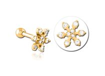 Micro Barbell Stahl vergoldet Schneeflocke mit Strass |  ITC