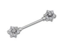 Stahl-Ketonjuwel mit Blumenmuster und Strass Weiß  iTC