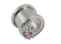Tunnel Stahl verschraubbar Motiv Blume Strass Rot |  ITC