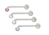 Barbell Titan Intim Double Strass Weiß und Bunt |  ITC