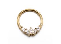 Ring Stahl PVD Gold Scharnier 5 Strass |  ITC