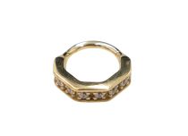 Ring Scharnier CoCr Pvd Gold 1.2X8 hexagonal Strass