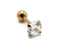 Barbell Stahl PVD Gold Spezial Tragus Motiv Strass |  ITC