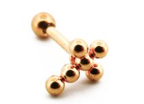 Labret Stahl PVD Gold Kreuz 6 Kugeln |  ITC