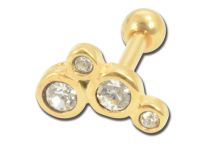 Barbell Stahl Vergoldet Feingold Strass |  ITC