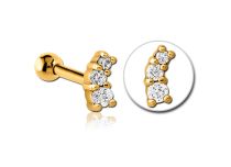 Labret Stahl vergoldet mit Strass Weiß |  ITC
