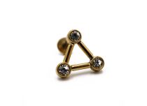 Labret Stahl PVD Gold Motiv Dreieck Strass |  ITC