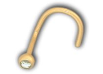 Stud Nose Stahl vergoldet Feingold Kugel 2,3 mm Kristall Weiß |  ITC