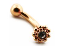 Micro Banane Stahl PVD Gold Tribal Muster Rund mit Strass |  ITC