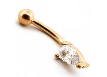 Micro Banane Stahl PVD Gold mit Strass Wassertropfen |  ITC