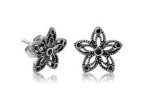 Paar Stahl Ohrschmuck mit Strass Blumenmuster |  ITC