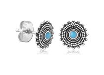 Paar Ohrschmuck Stahl Rund mit Perle Blau |  ITC