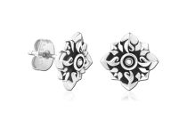 Paar Ohrschmuck Stahl Raute Blumenmuster |  ITC