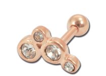 Barbell Stahl Vergoldet Rose Motiv 4 Strass |  ITC