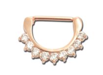 Teton-Juwel Stahl vergoldet Rose Clickers mit Strass Weiß |  ITC