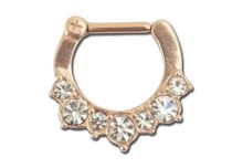 Septumring Stahl Rose vergoldet mit Strassscharnier |  ITC