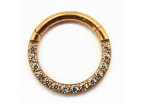 Ring Scharnier Titan PVD Gold Steril Strass Muster Seitlich |  ITC