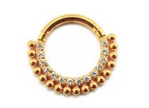 Ring Scharnier Titan PVD Gold Steril Asia Motiv Kugel mit Strass |  ITC