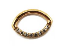 Scharnierring Titan PVD Gold Steril Motiv Rugbyball mit Strass |  ITC