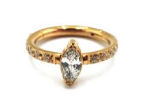 Ring Scharnier Titan PVD Gold Steril Ovalmuster mit Strass Weiß |  ITC