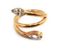 Ring Scharnier Titan PVD Gold Steril Schlangenmuster Strass Weiß |  ITC