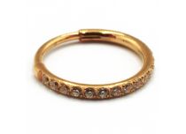 Ring Scharnier Nase Titan PVD Gold Steril Strassmuster Weiß |  ITC