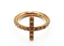 Ring Scharnier Titan PVD Gold Steril Kreuzmuster mit Strass |  ITC