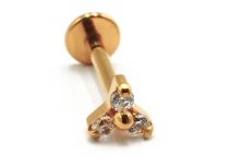 Labret Titanium PVD Gold Interne Steril Strassmuster Trinity |  ITC