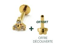 Labret Titanium PVD Gold Interne Steril Strassmuster Trinity |  ITC