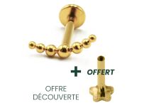Labret Titanium PVD Gold Innengewinde Steril Kratzmuster Kugelbogen |  ITC