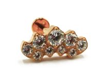 Labret Titanium PVD Gold Interne Steril Motiv Flamme Strass |  ITC