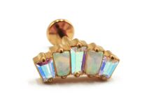 Labret Titanium PVD Gold Interne Steril Motiv Strass Krone Irisblau |  ITC