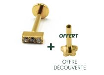 Labret Titanium PVD Gold Interne Steril Motiv Bar 3 Strass |  ITC