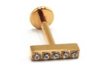 Labret Titanium PVD Gold Interne Steril Motiv Bar 5 Strass |  ITC