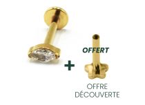 Labret Titanium PVD Gold Intern Steril Oval mit Strass weiß |  ITC