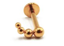 Labret Titanium PVD Gold Interne Steril Motiv 4 Kugeln Gebogen |  ITC
