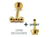 Labret Titanium PVD Gold Interne Steril Motiv 3 Gerade Kugeln |  ITC