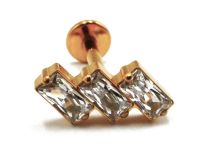 Labret Titanium PVD Gold Intern Steril Rectangle Strass Muster Weiß |  ITC