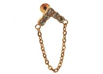 Labret Titanium PVD Gold Interne Steril Chevron Motiv mit Chainette |  ITC