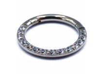 Ring Scharnier Titan Steril Strass Muster Seitlich |  ITC