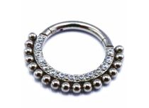Ring Scharnier Titan Steril Motiv Asia Kugel und Strass |  ITC