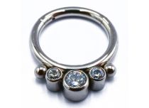 Ring Scharnier Titan Steril Motiv 3 Strass Weiß |  ITC